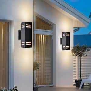 2-Light Matte Black Outdoor Wall Lamp Waterproof Wall Lantern Exterior Sconce Light Fixture for Patio Courtyards Villa