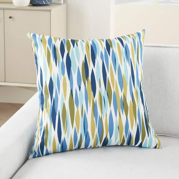 Waverly Solid 20 inch x 20 inch Ocean Indoor/Outdoor Throw Pillow