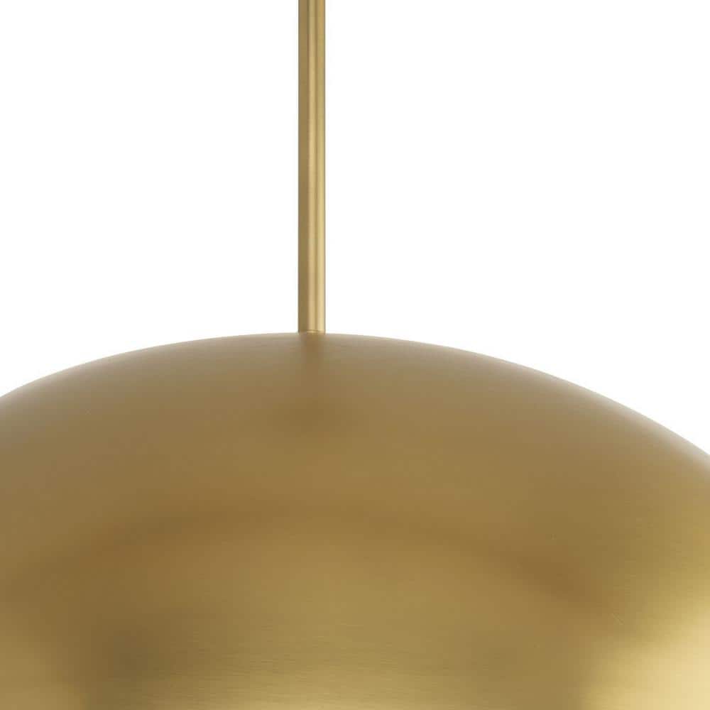Elegant Brushed Gold 23.62" Modern Bowl Pendant with White Interior