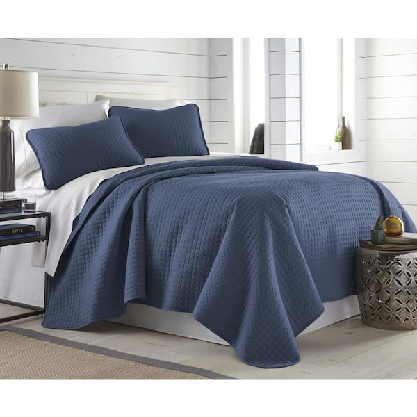 Southshore Fine Linens Vilano Oversized Dark Blue Microfiber Full/Queen Quilt and Sham Set