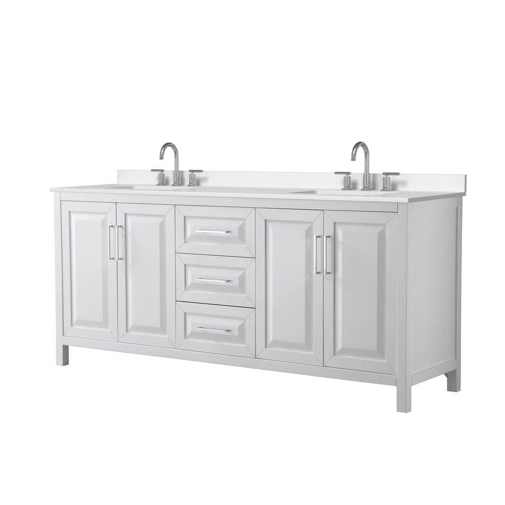Daria 80 in. W. x 22 in. D x 35.75 in. H Double Bath Vanity in White with White Quartz Top price history on PriceWatchPro