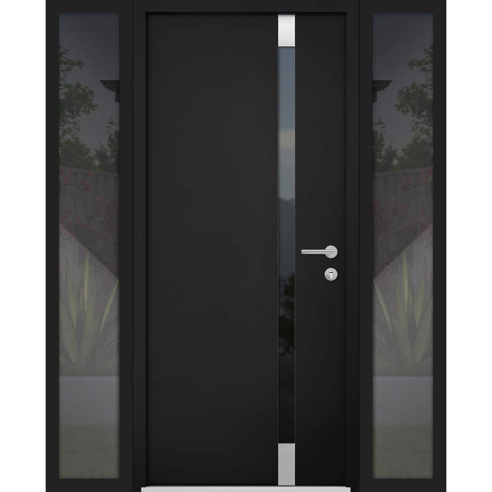 6777 68 in. x 80 in. Left-Hand/Inswing Tinted Glass Black Enamel Steel Prehung Front Door with Hardware price history on PriceWatchPro
