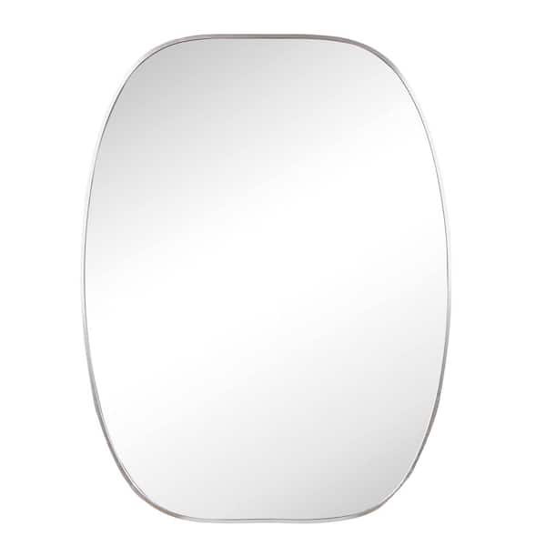 Miray Silver 30 in. W x 40 in. H Classic Oval Aluminum Framed Mirror with Tempered Glass