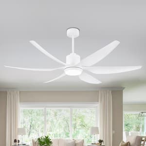 Misael 66 in. LED Indoor Matte White Ceiling Fan with Downrod, Remote and Reversible DC Motor Light Kit Adaptable