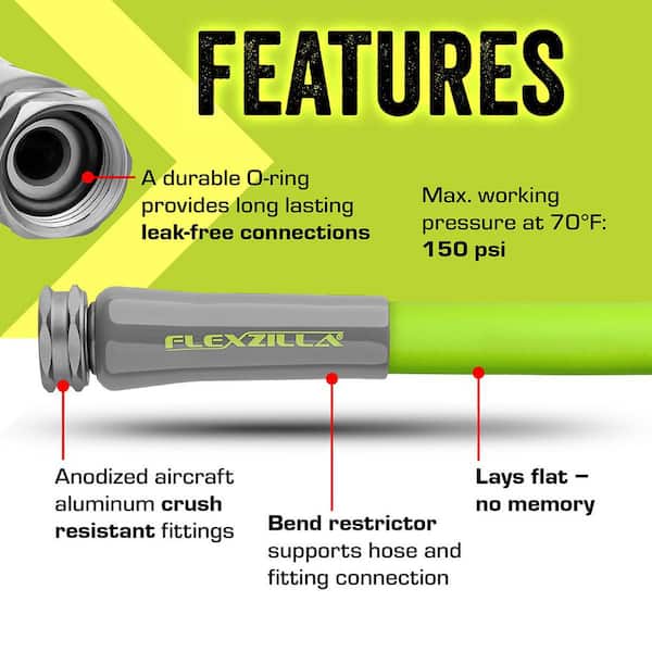 Flexzilla 5/8 in. x 25 ft., 3/4 in. - 11-1/2 GHT Fittings Garden