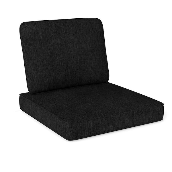 Costway 23 in. x 18 in. Outdoor Dining Chair Deep Seat Cushion and Back Pillow with Removable Covers Black (2-Pack)