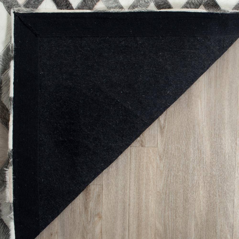 Ivory and Gray Hand-Knotted Geometric Cowhide Area Rug