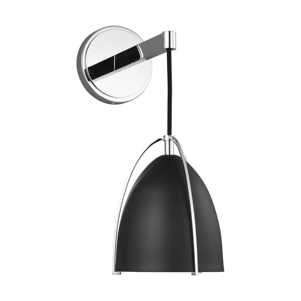 Norman Midnight Black and Chrome 1-Light Outdoor Wall Sconce
