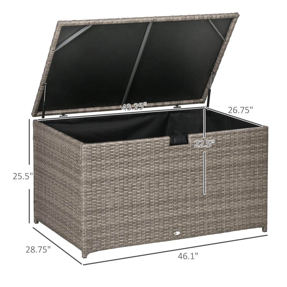 Gray Wicker and Plastic Outdoor Deck Storage Box