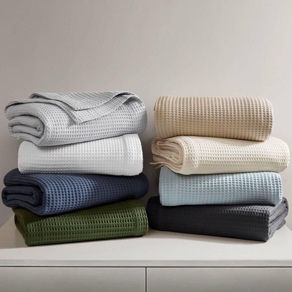Ivory Waffle Weave Breathable Cotton Full/Queen Blanket