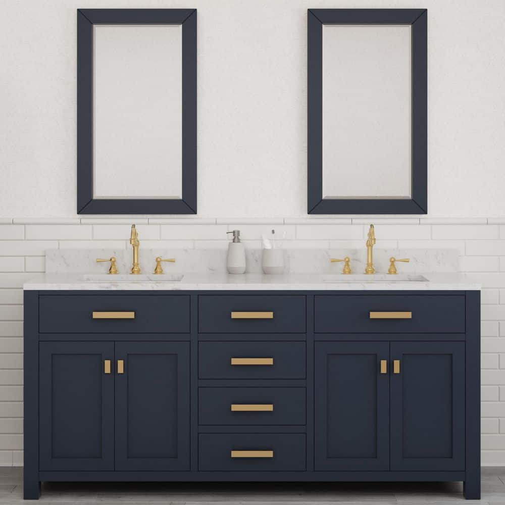Madison 72" Monarch Blue Double Sink Vanity with Carrara Marble Top