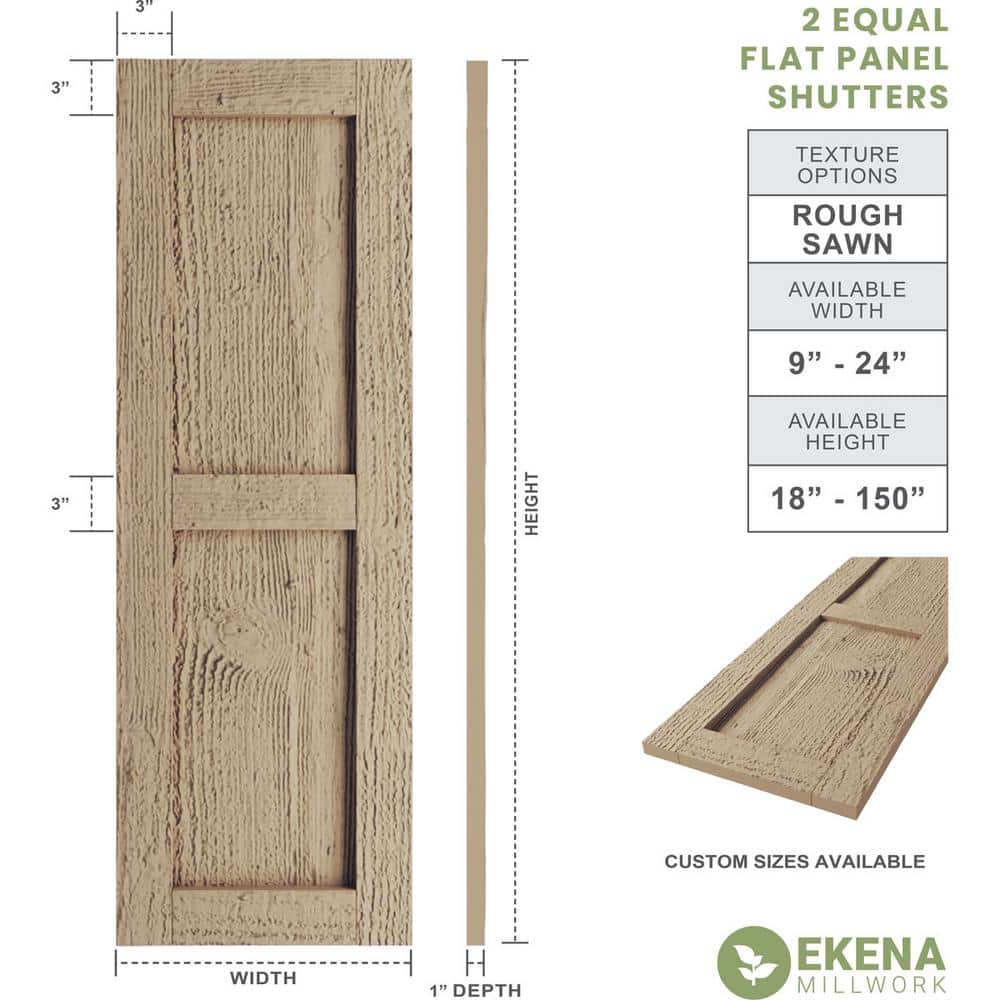 Rustic Tan Faux Wood Shutters with Rough Sawn Finish, 15" x 24"