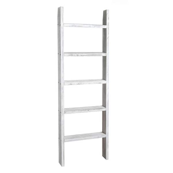 Dovelina White Rustic Wood Decorative Blanket Ladder Shelf Storage