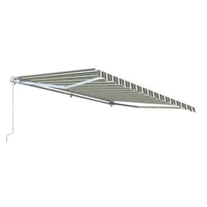 8 ft. x 6.5 ft. Retractable Patio Awning Multiple Stripe Green