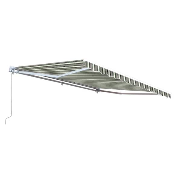 ALEKO 8 ft. x 6.5 ft. Retractable Patio Awning Multiple Stripe Green