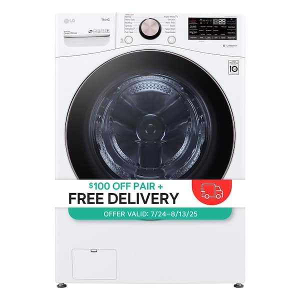 4.5 Cu. Ft. Stackable SMART Front Load Washer in White with Steam and TurboWash360 Technology