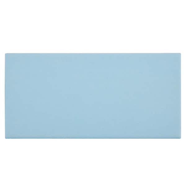 Piscina Brick Matte Light Blue 4-3/4 in. x 9-5/8 in. Porcelain Floor and Wall Take Home Tile Sample