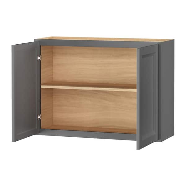 Keyport Shaker 36 in. W x 12 in. D x 24 in. H Charcoal Plywood Tool-Free Ready To Assemble Wall Bridge Kitchen Cabinet