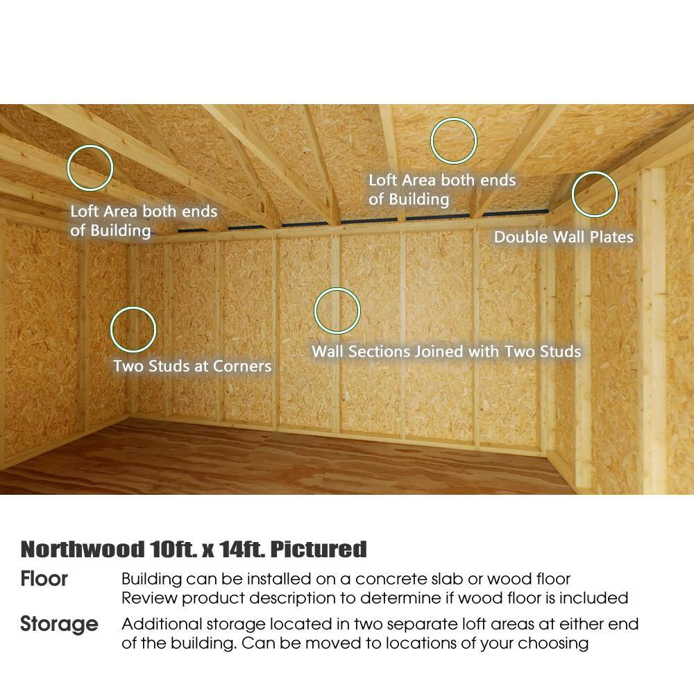 Northwood 10' x 14' Brown Wood Storage Shed Kit with Windows