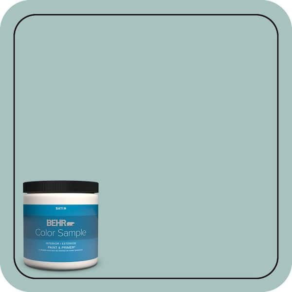 BEHR PREMIUM PLUS 8 oz. #T17-08 Polished Aqua Satin Enamel Interior/Exterior Paint & Primer Color Sample
