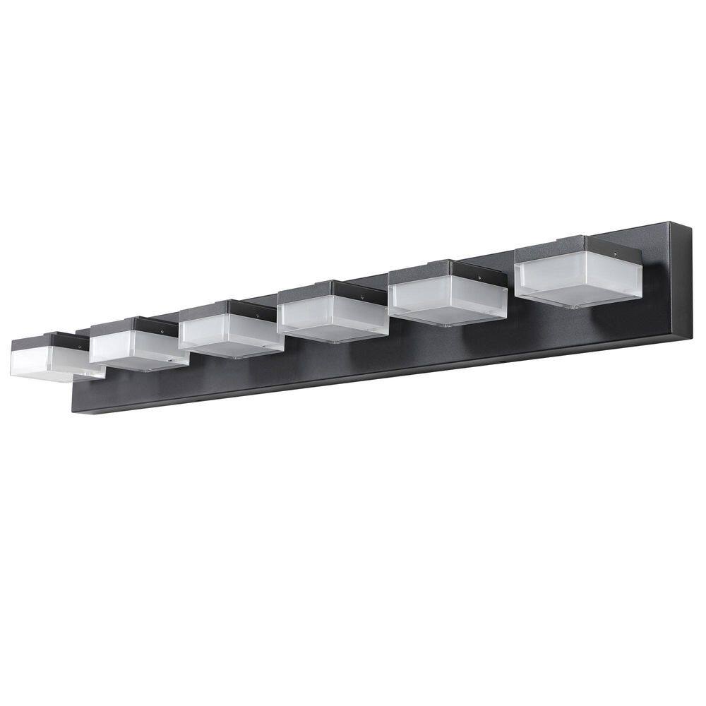 38 in. 6-Light Black Modern Dimmable LED Vanity Light with Acrylic Shade price history on PriceWatchPro