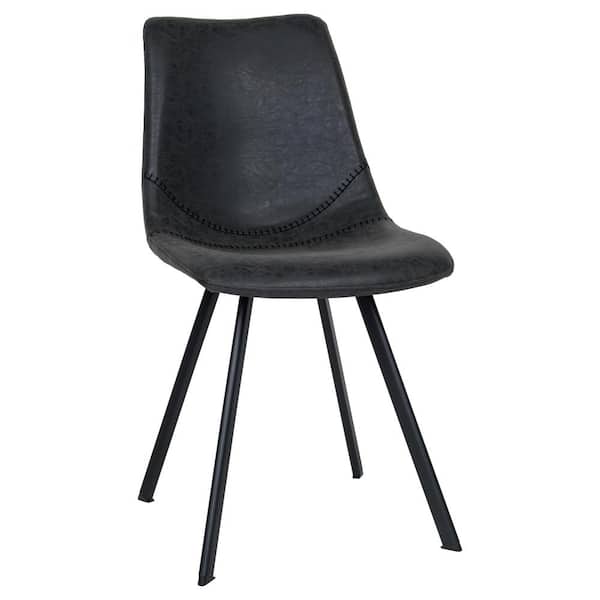 Leisuremod Markley Charcoal Black Faux Leather Dining Chair