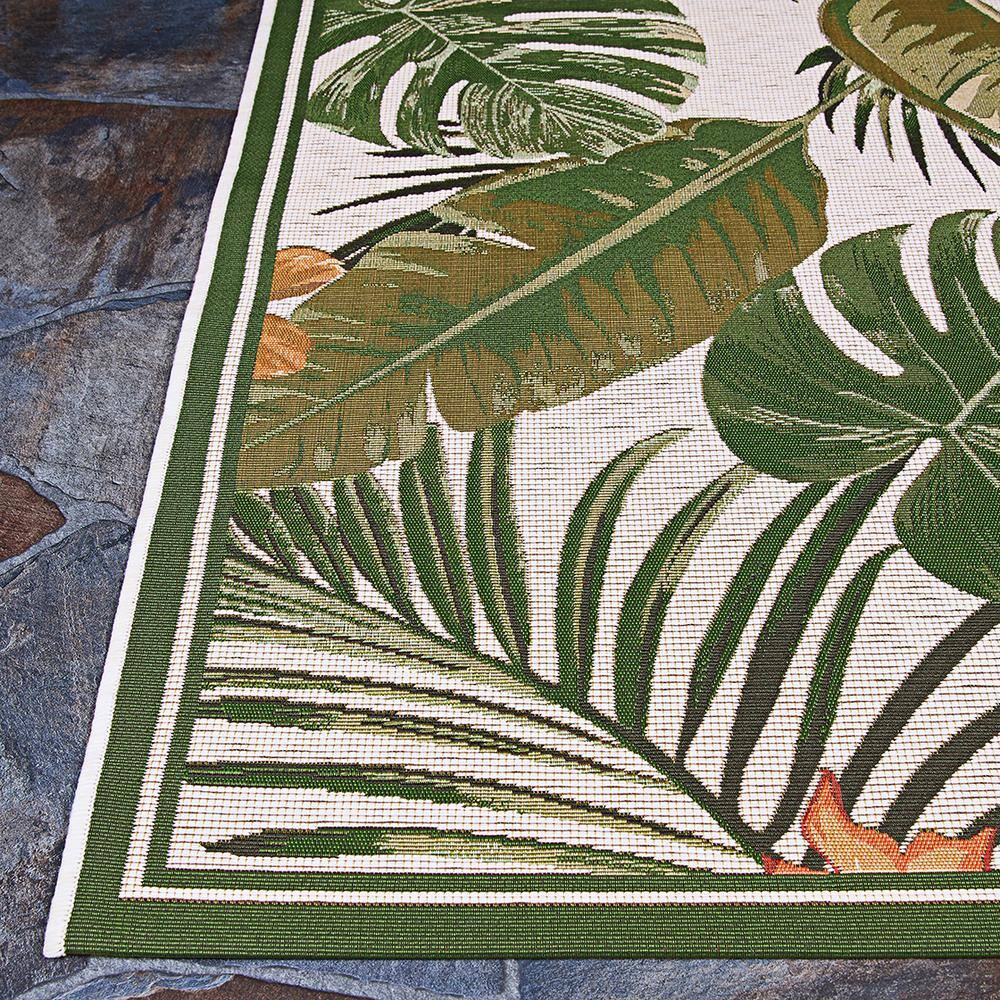 Ivory Floral Essence Flat Woven Synthetic Area Rug, 8' x 11'