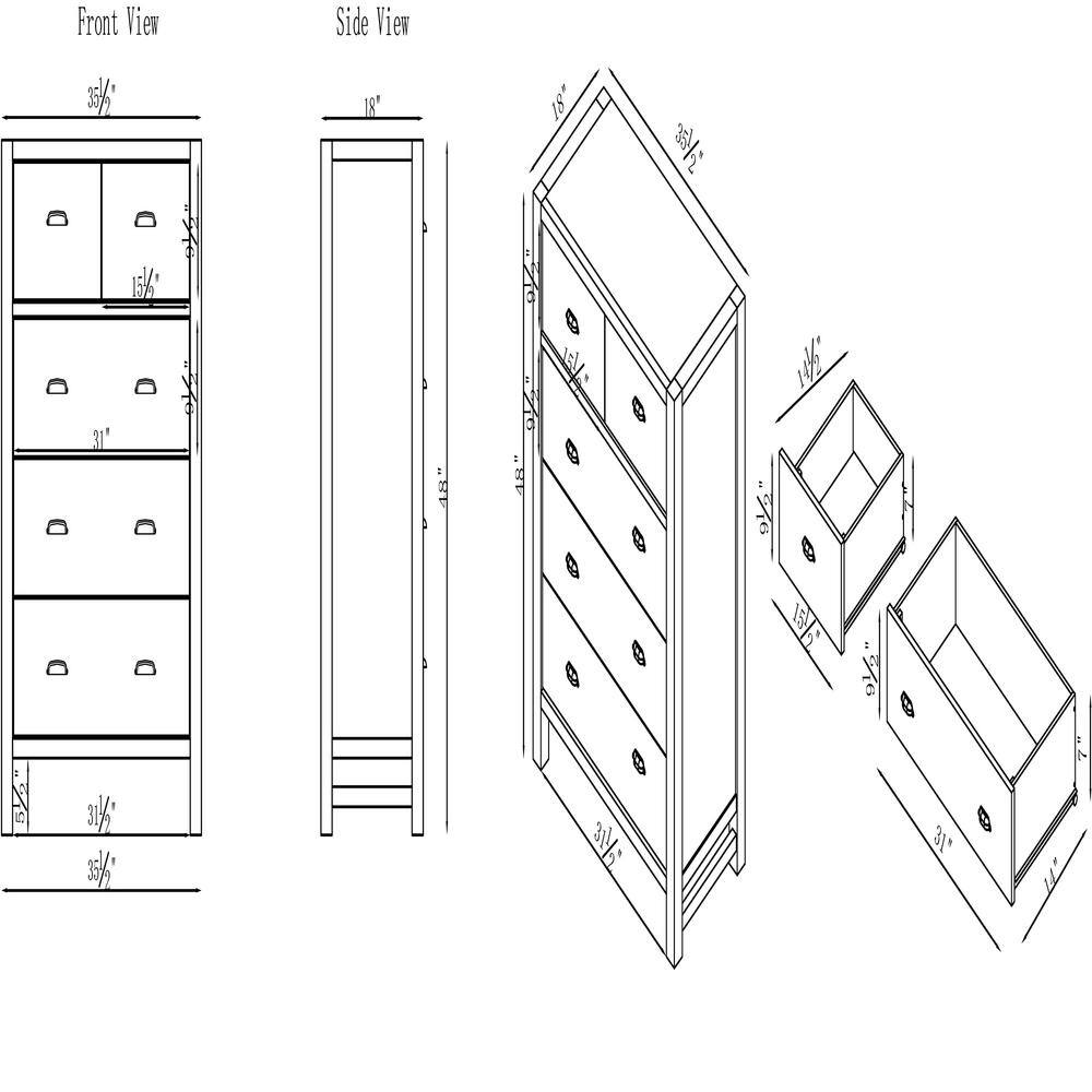 Arden Light Driftwood 4-Piece Pine Wood Bedroom Set