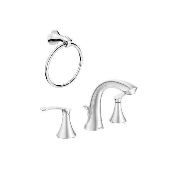 MOEN Darcy 8 in. Widespread 2Handle HighArc Bathroom Faucet with Towel Ring in Chrome WS845518WTR