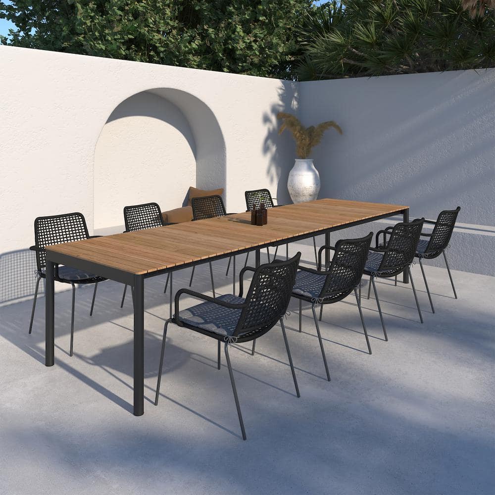 Vermelha 9-Piece 100% FSC Teak Wood and Rust Free Aluminum Extendable Patio Dining Set price history on PriceWatchPro