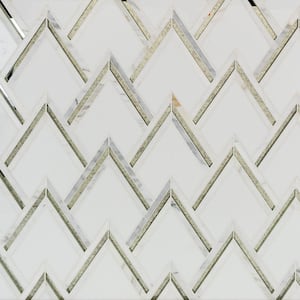 Ogee Antique Mirror 16.92 in. x 13.20 in. Polished Marble Mosaic Wall Tile (1.55 sq. ft./Each)