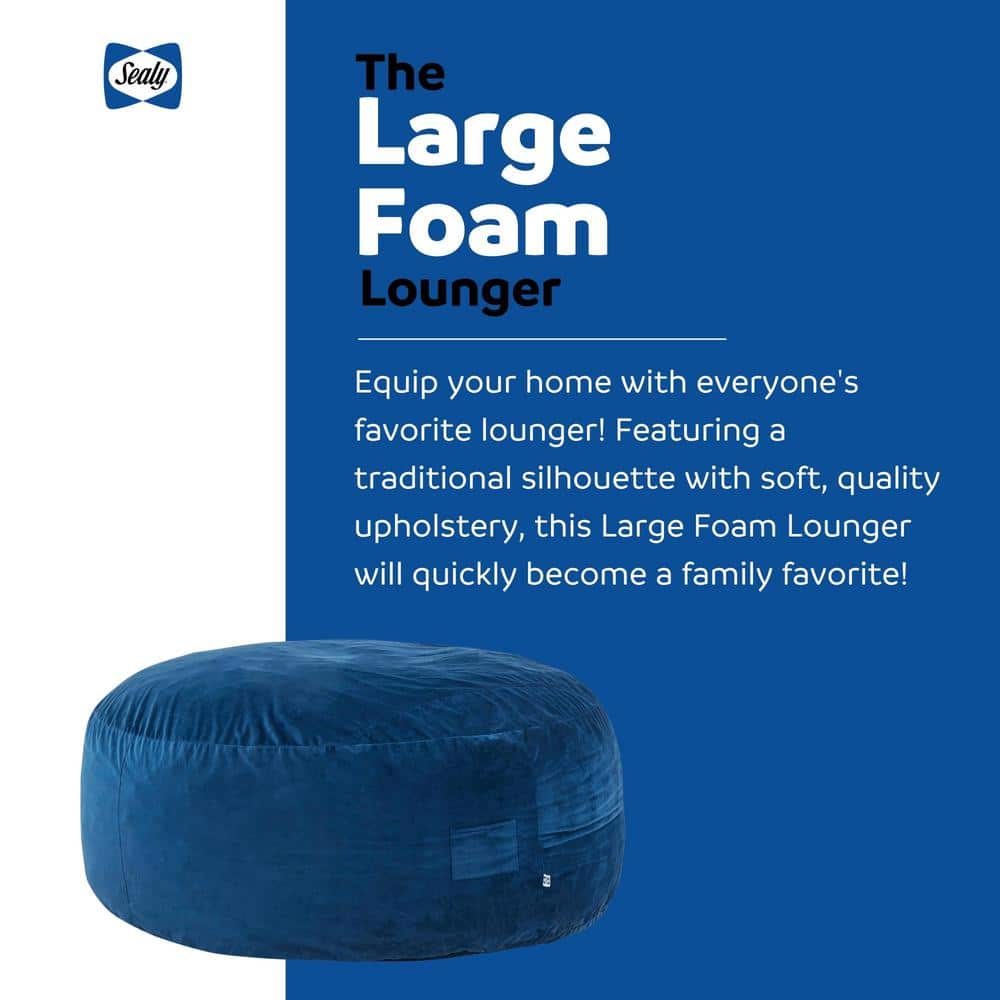 Sealy Kade Velour Medium Memory Foam Navy Bean Bag 60443 The Home Depot