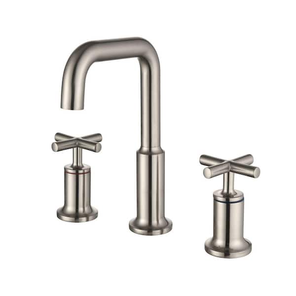 8 in. Widespread Double Handle 3-Hole Bathroom Faucet in Brushed Nickel