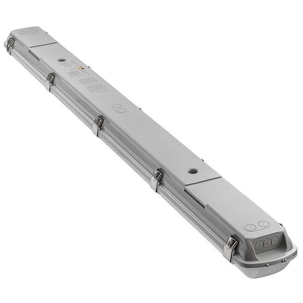4 ft. 96-Watt Equivalence Integrated LED White Strip Light Fixture Vapor Tight 4000K High Output 5400 Lumens Multi-Volt 4 ft. 96-Watt Equivalence Integrated LED White Strip Light Fixture Vapor Tight 4000K High Output 5400 Lumens Multi-Volt