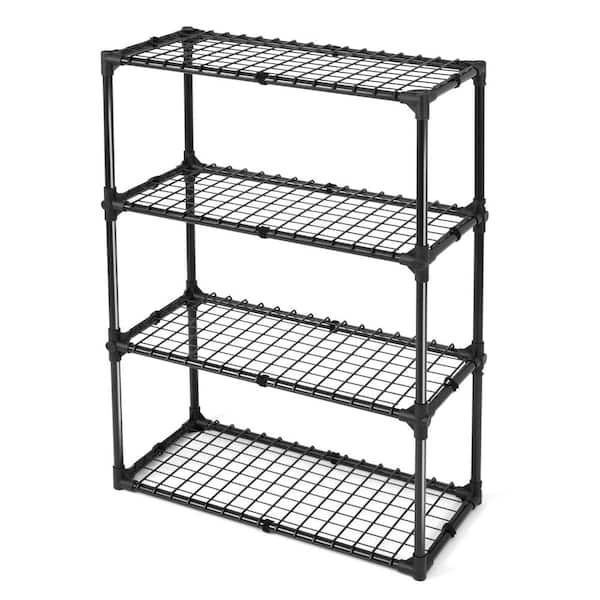 FUNKOL 4 Tier Black Heavy Duty Steel Type Storage Shelf, Hold 440lbs (29in*14in*45in)