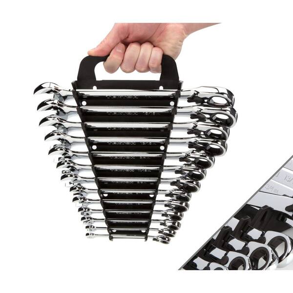 1/4 in. to 1 in. Reversible Ratcheting Combination Wrench Set Keeper (13-Piece)