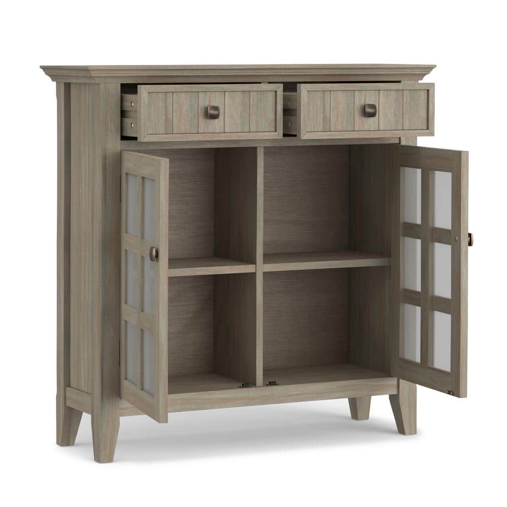 Distressed Grey Solid Wood Office Cabinet with Adjustable Shelving