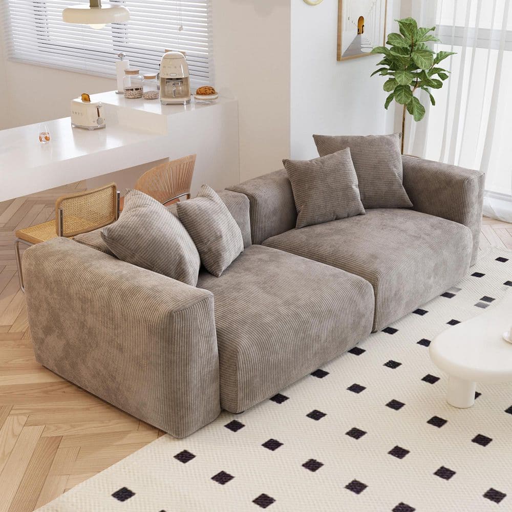 102.3 in. Wide Square Arm Corduroy Oversized Modular Sofa with Removable Covers, 31.5 in. Deep Seats Lounging in Brown price history on PriceWatchPro