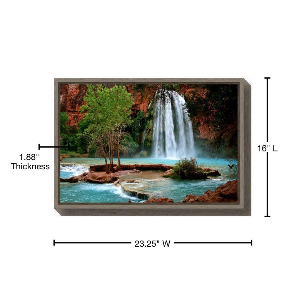 Havasu Falls Landscape Framed Canvas Wall Art in Gray
