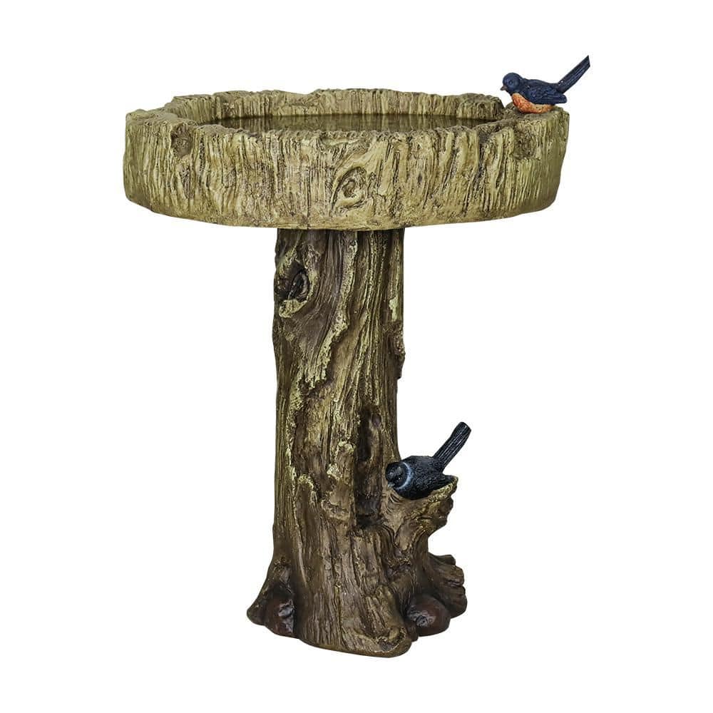 Trunk Series 24.4 in. H Brown Fibre-Reinforced Concrete Bird Bath with Tree Trunk Base, Outdoor Decor price history on PriceWatchPro