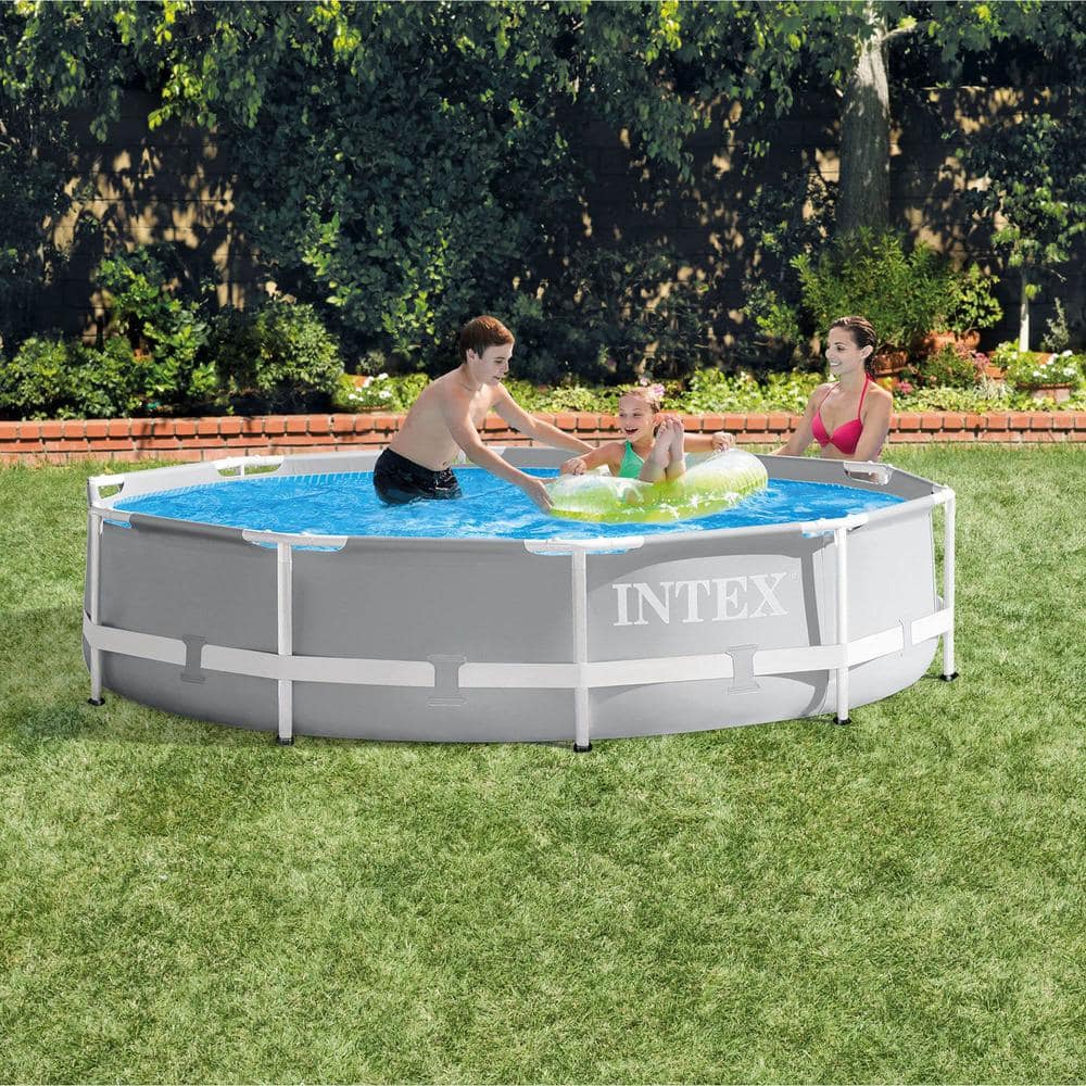 Intex 10' x 30" Gray Round Above Ground Pool with Cartridge Filter Pump