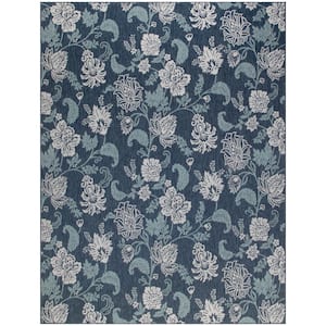 Garden Oasis Navy 8 ft. x 10 ft. Nature-inspired Contemporary Area Rug