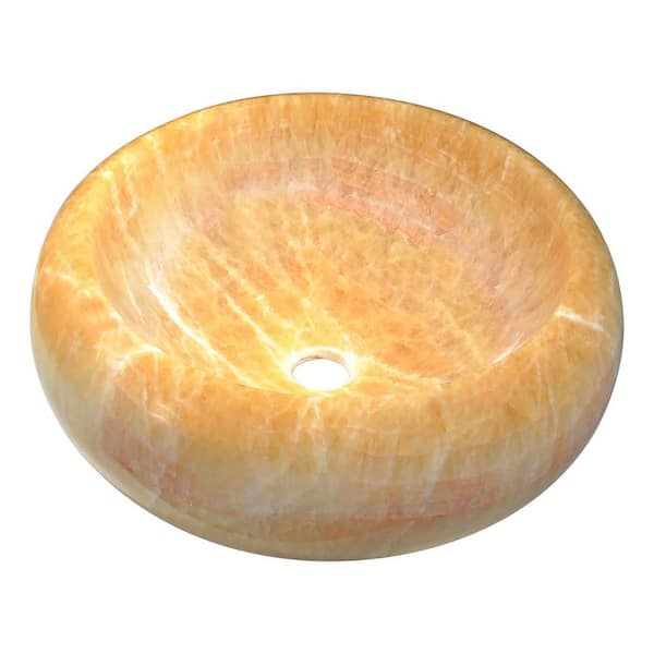 ANZZI Desert Crest Round Natural Stone Vessel Sink in Dark Honey Onyx