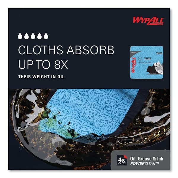 XXL Kimberly 新品 Kimtech Oil, Grease and Ink Cloths, Quarter-Fold, 12-1/2 in