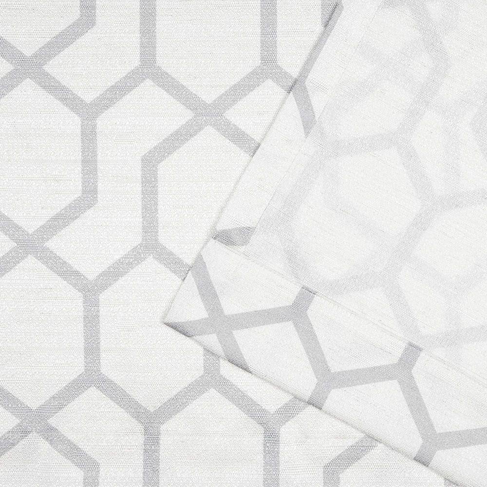 Dove Grey Geometric Print Light-Filtering Linen Drapes, 54" x 96"