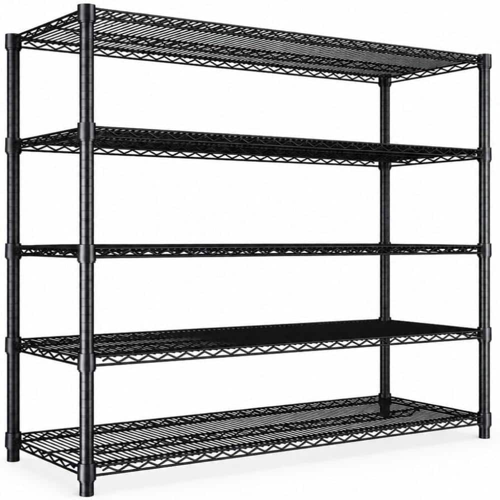 "5-Tier 59"" Wire Shelving Storage Rack Heavy Duty Metal Shelf Unit Height Adjustable for Garage Kitchen Pantry" price history on PriceWatchPro