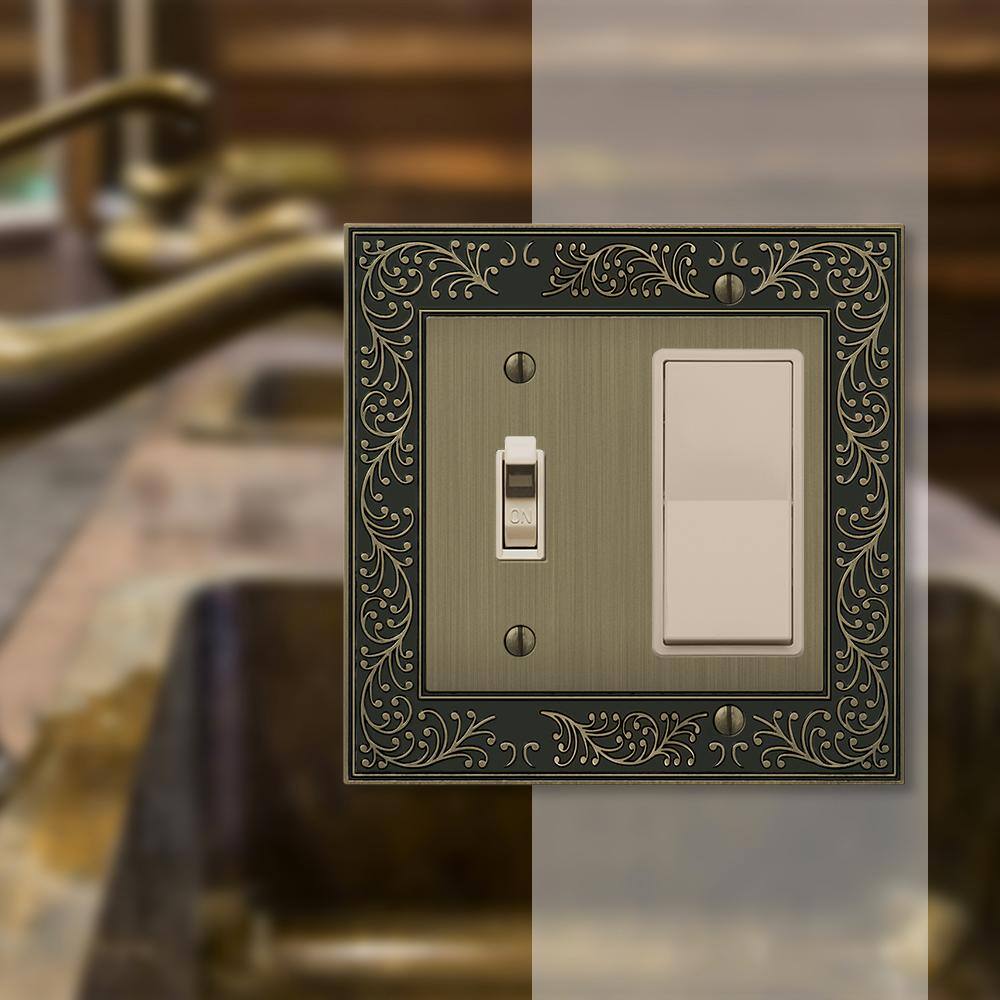Brushed Brass 2-Gang Toggle and Rocker Metal Wall Plate