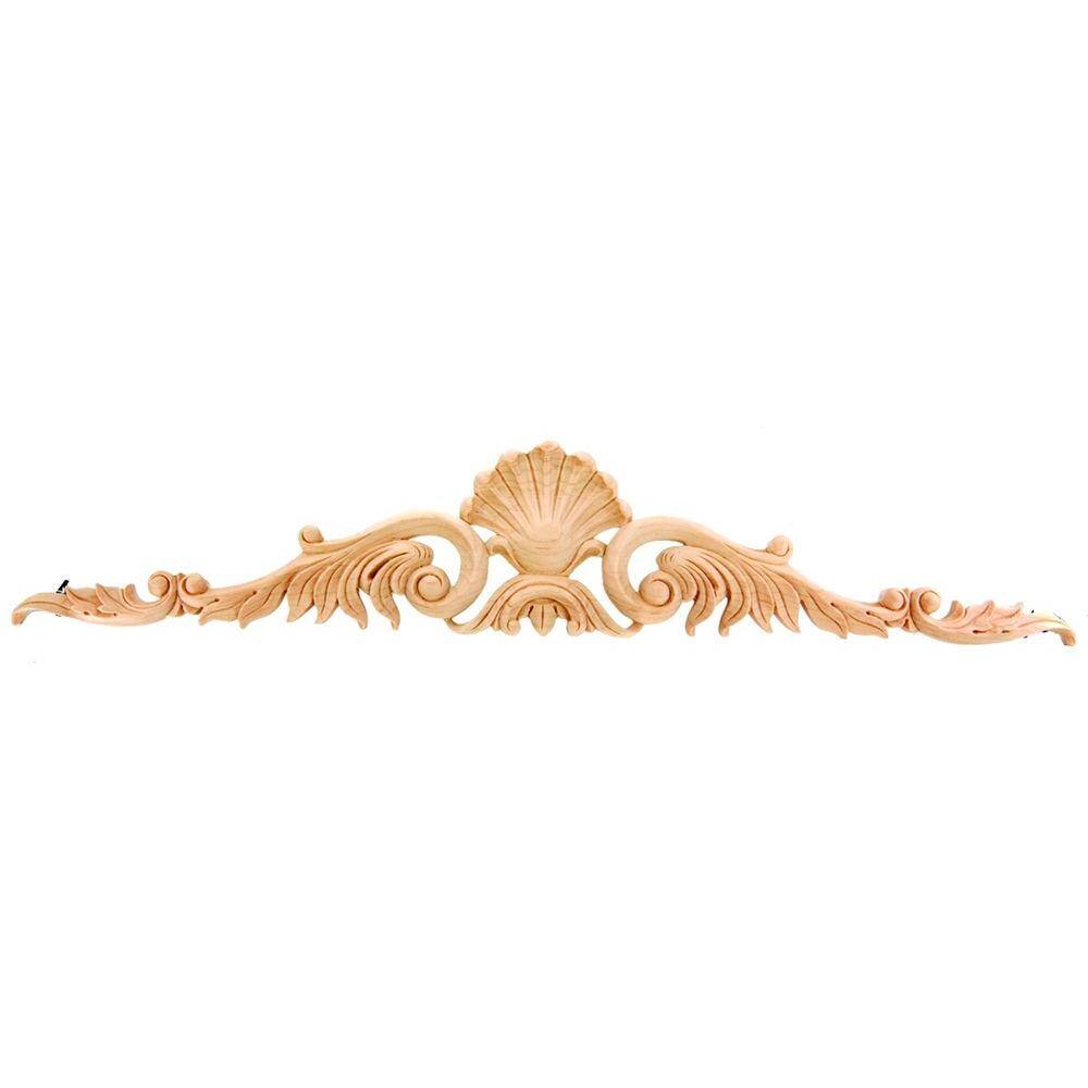31 Inch Unfinished Hand Carved Maple Wood Acanthus Applique