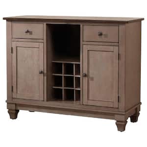 SignatureHome Brown Wood Wine Rack Sideboard Buffet Server Storage Cabinet With Drawers, Shelf and Doors