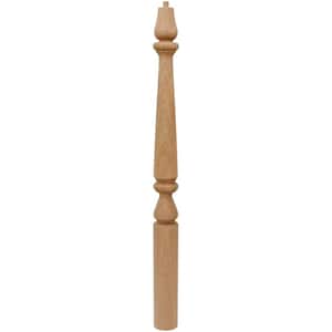 Stair Parts 4863 43 in. x 3-1/2 in. Unfinished White Oak Pin Top Newel Post for Stair Remodel